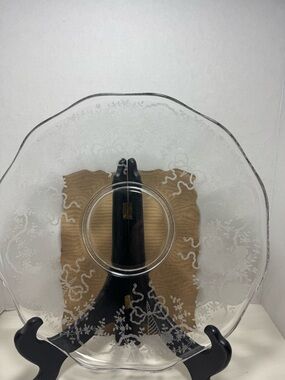 Vintage large Fostoria corsage clear glass platter 14 inch